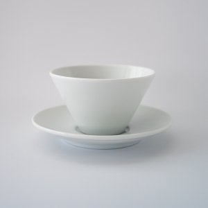 シャープ深ボウルカップ＆ソーサー12cm/白い食器 白磁 スープボウル