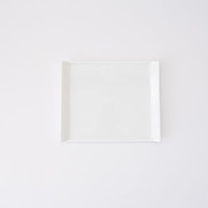 フラット長角プレート21cm(無くなり次第終了)/白磁 真っ白い食器 お皿 トレイ ポーセリンアート
