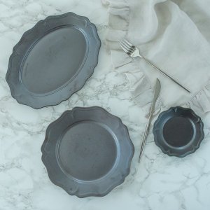 フロレゾンシリーズ(ブラック)/オーバルプレート プレート おしゃれ うちカフェ 美濃焼 お皿 食器