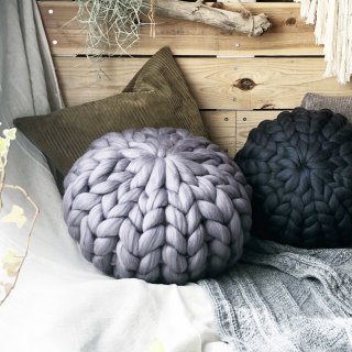 CHUNKY KNIT POUF -S Ash Purple ƥ