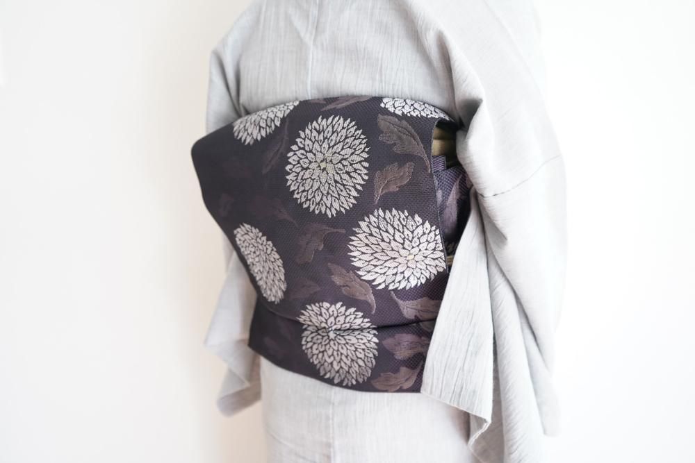 まる菊 グレープ 博多織 八寸名古屋帯 名古屋仕立て