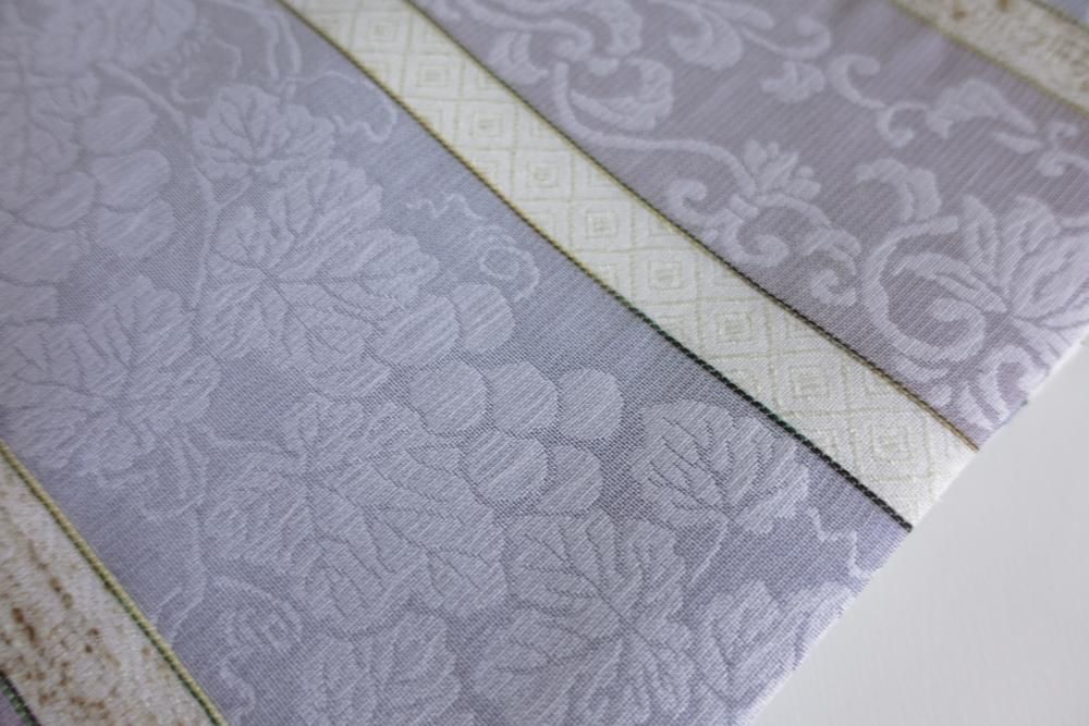 ぜんまい織 シルバーピンク 西陣織 九寸名古屋帯