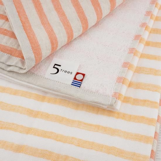 リネンボーダー バスタオル（オレンジ） - towelshop441 オンライン
