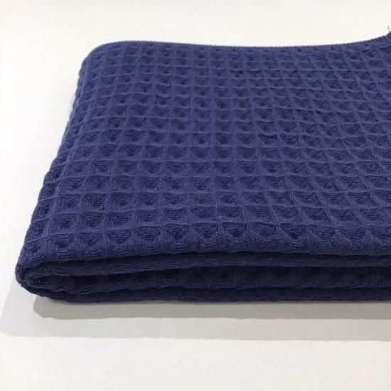 ワッフル＆ガーゼ フェイスタオル（ネイビー） - towelshop441