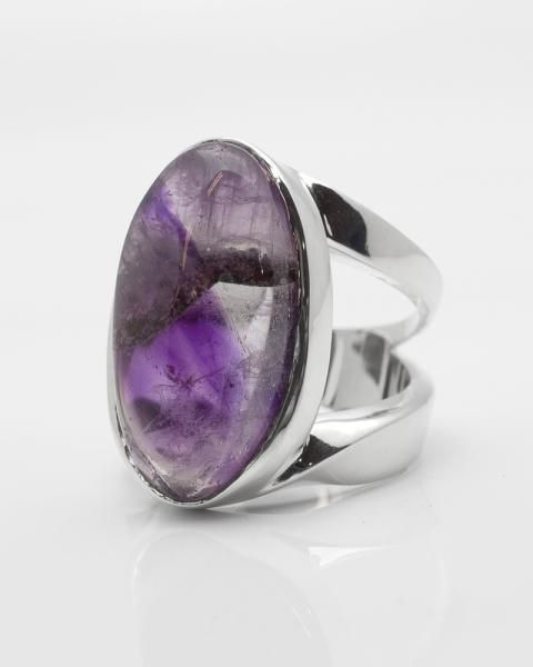 13.524mm oval cabochon Amethyst ring<br>