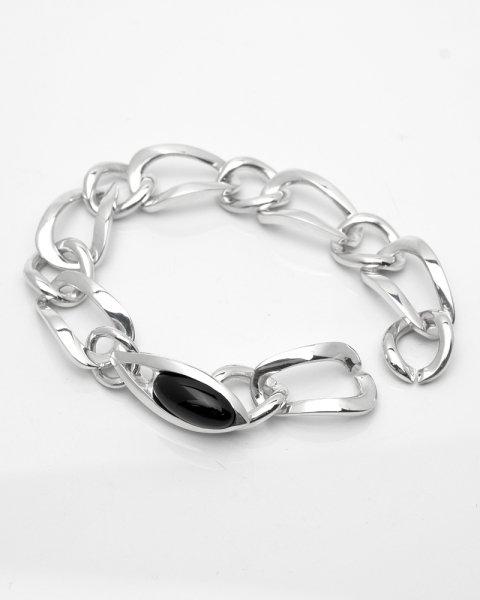 Dec. 2021 peacock Eyes <br>onyx silver bracelet<br>