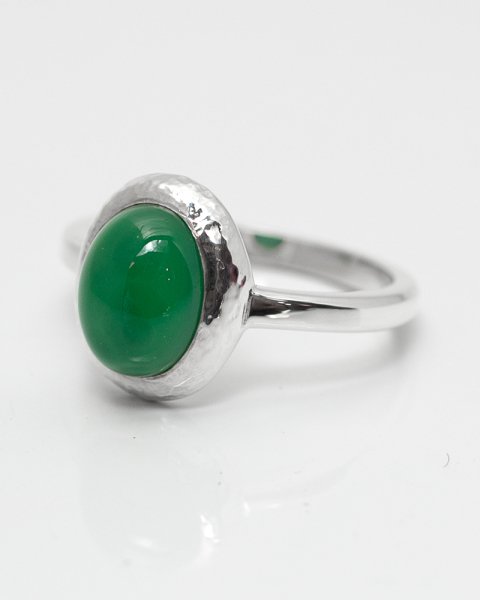 QUINTET viertel <br>Green onyx silver ring<br>