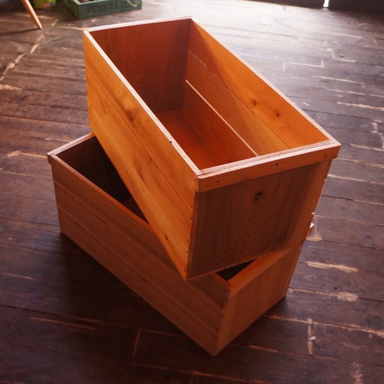 りんご箱木箱（杉材）２個セット | 便利なアウトドア収納ボックス - 木 