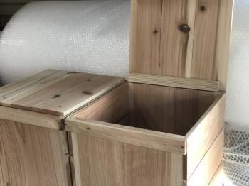 新品 蓋付 焼き目加工 りんご箱 平箱 2箱 // 複数購入可 木箱