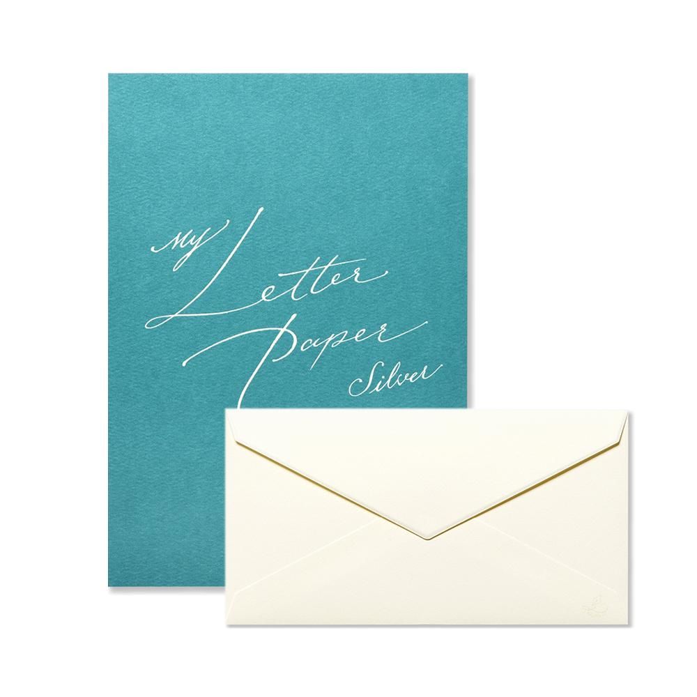 Ｍｙ Ｌｅｔｔｅｒ Ｐａｐｅｒ ｓｉｌｖｅｒ 便箋/封筒セット - レター・カード専門店 - G.C.PRESS ONLINE SHOP