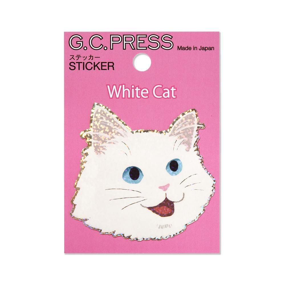白猫ページです。 ステッカー 猫顔 白ネコ - レター・カード専門店 - G.C.PRESS ONLINE SHOP