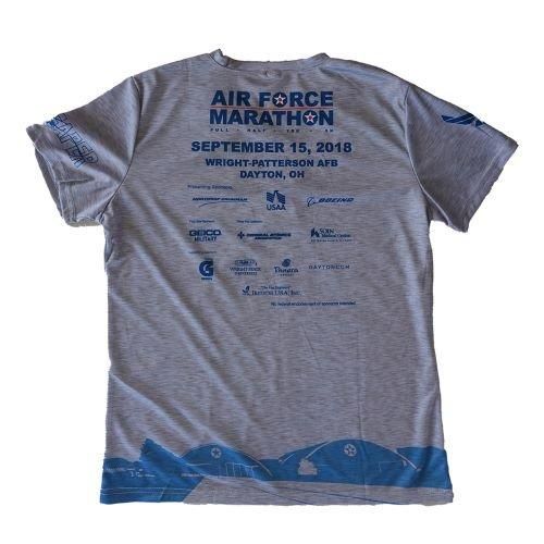 U.S. AIR FORCE 染み込み Tシャツ 袖裾共シングルステッチ 軍物 U.S AIR FORCE 2018 MARATHON RUNNING Tシャツ - WOODLAND