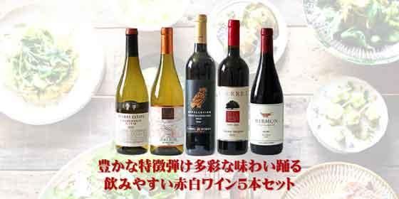 ワイン造りの特徴と多彩な味わい踊る飲みやすい赤白ワイン5本セット