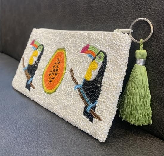 NINA BAGS ビーズ刺繍 長財布 タッセル付き ビーズ刺繍きらめくバッグ