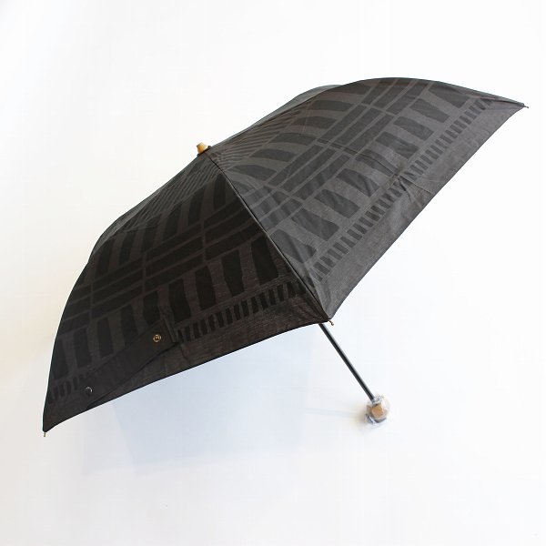 晴雨兼用折りたたみ傘ミドルミニ50cm　サンド柄 / 392 plusm（サンキューニ プリュスエム）/ ブラック