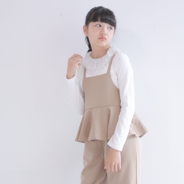 ラメチュールフリル衿ロングTシャツ / nino（ニノ）/ オフホワイト