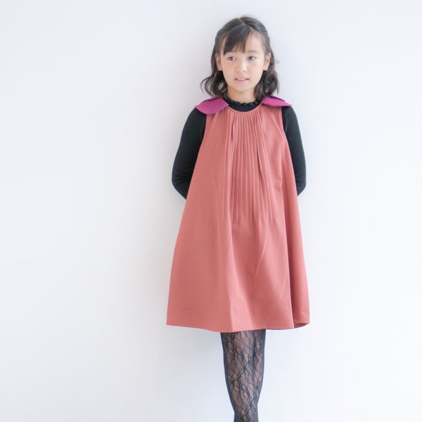 サージプリーツ加工4枚衿ジャンパースカート / nino（ニノ）/ オレンジ