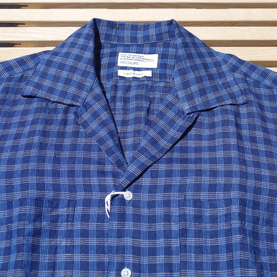 SECOURS LINEN CHECK CAMP SHIRT