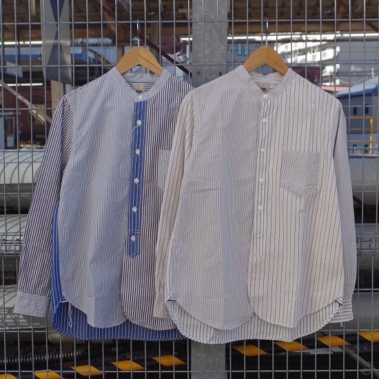 10OFFFOB FACTORY CRAZY STRIPE BAND COLLAR SHIRT