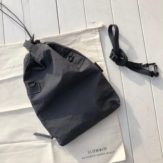 SLOW ”span nylon-draw string shoulder bag S”- SECOURS
