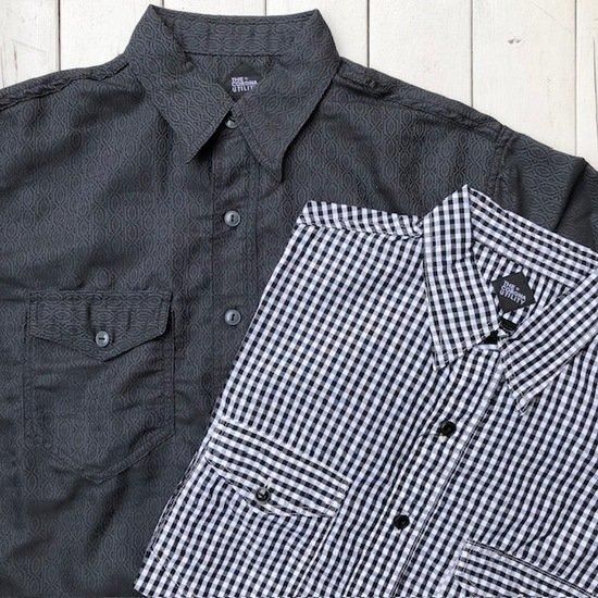 CORONA NAVY PULLOVER SHIRTFINE PATTERN / BLACK
