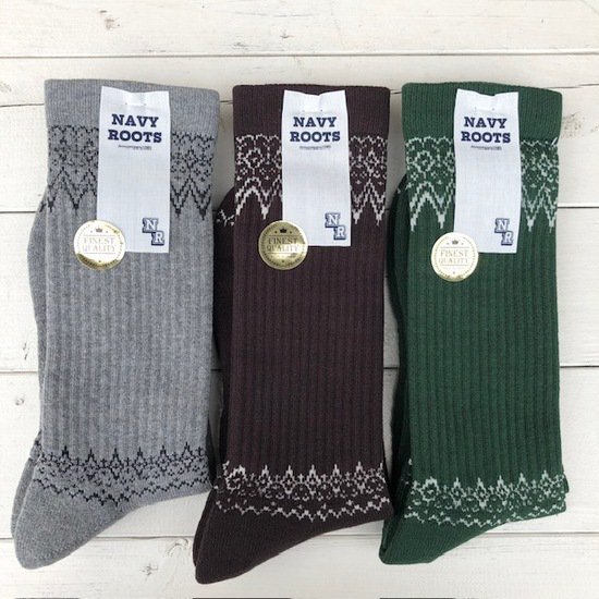 NAVY ROOTS Fair Isle Pile Socks<img class='new_mark_img2' src='https://img.shop-pro.jp/img/new/icons8.gif' style='border:none;display:inline;margin:0px;padding:0px;width:auto;' />