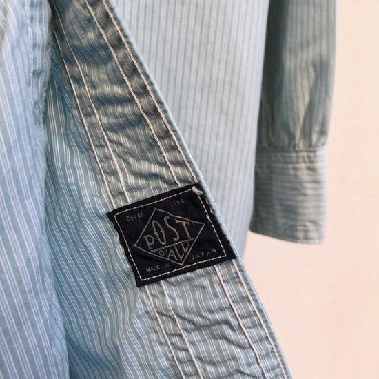 POST O'ALLS”No.1 Shirt MV : stripe shirting/Green- SECOURS