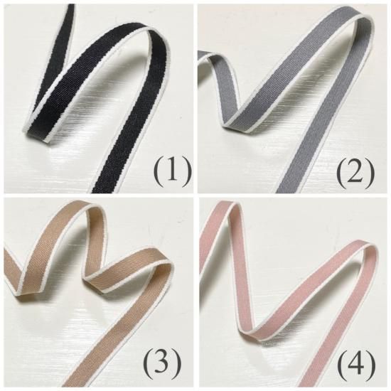 リボン】10mm ぷっくりホワイト縁デザインリボン 1m単位