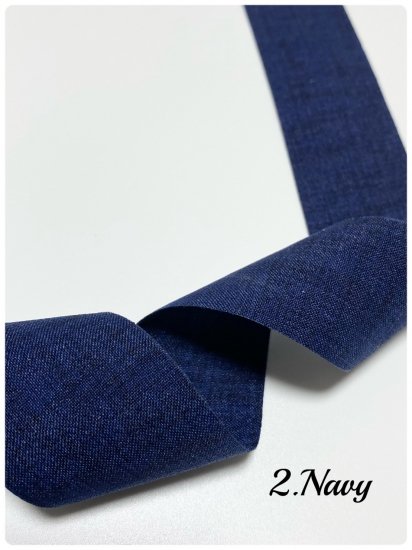 【ファブリック リネン】　38mm　　1m　　　　　　　Denim style　リボン　14色 - りぼんのお店　くらら