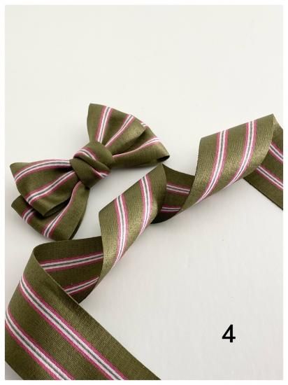 ファブリック】 40mm 1m Silk Styleボーダーリボン 9色 - りぼん