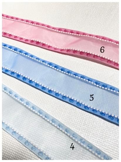 シースルー】 シースルーラメ刺繍サイドドットリボン9色 40mm 1M