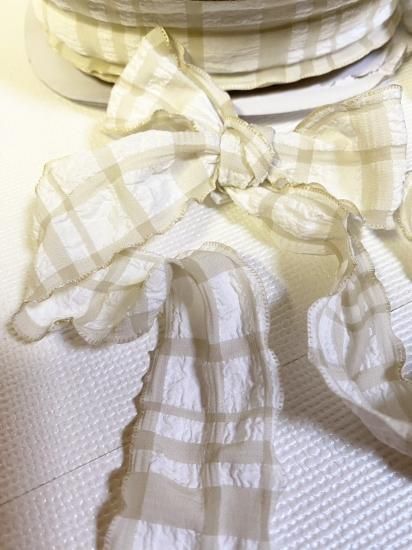 大人可愛いリボン半月アーチクリップ☆ファブリックチェック×モノトーン×ビジュー 大人可愛いリボン半月アーチクリップ☆ファブリックチェック