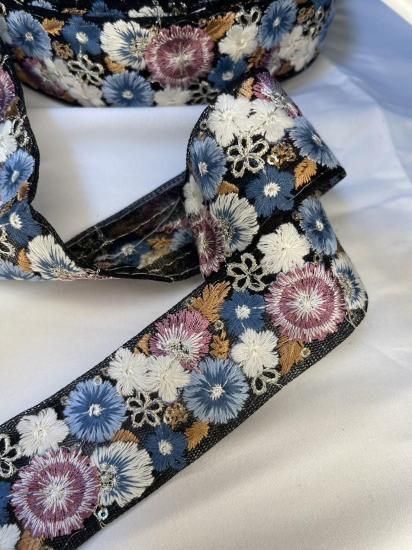 インド刺繍リボン】RW001 インド刺繍リボン約40mm幅 50cm単位 NO1～NO2