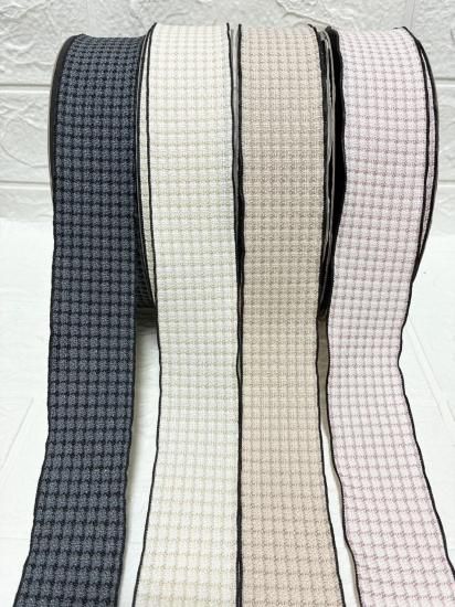 大人可愛いリボン半月アーチクリップ☆ファブリックチェック×モノトーン×ビジュー 大人可愛いリボン半月アーチクリップ☆ファブリックチェック