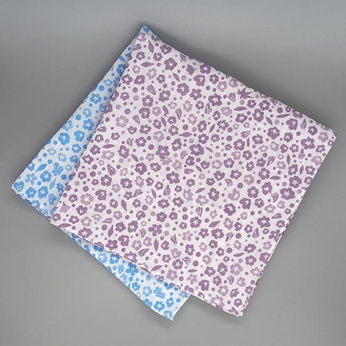 ★ご売約★小千谷ちぢみ 市松 パステル 近江ちぢみ「滋賀小紋」ハンカチ ムラサキ【湖東繊維工業協同組合 麻香