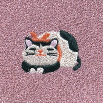 【ネコポス可】お弁当フロシキ・冬刺繍　ねこ（紅樺色） - 京都 丹後ちりめん小物通販　一色テキスタイル