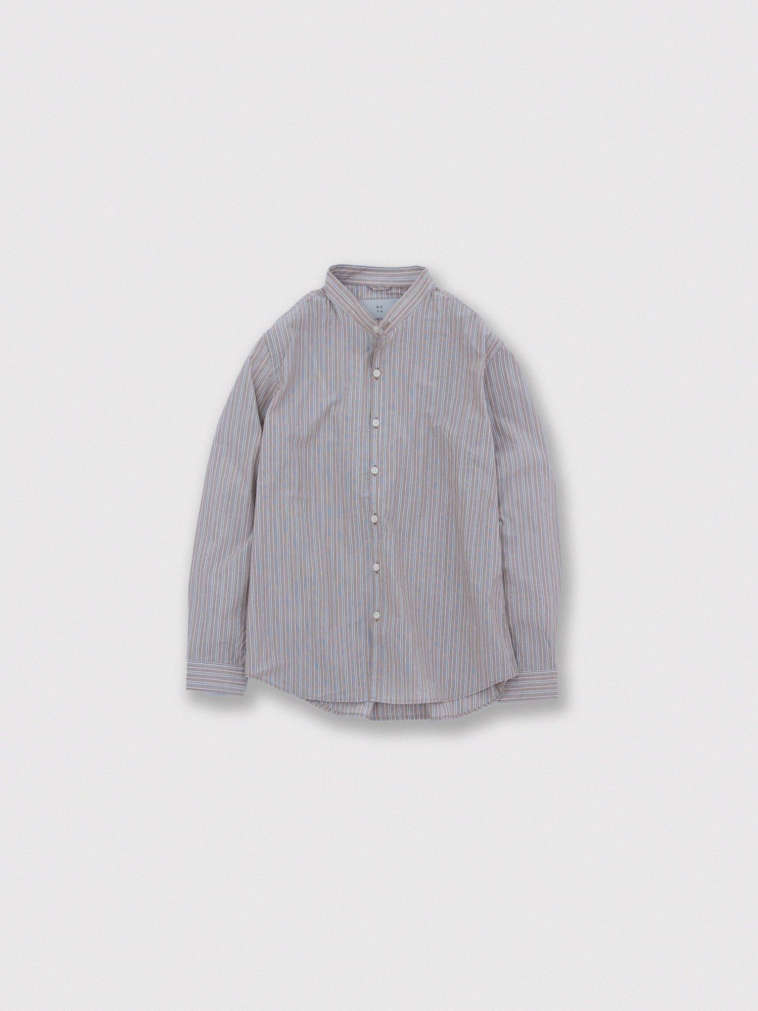 60/1 Atelier shirts relax<br /> Stand collar<br />  Brown stripe