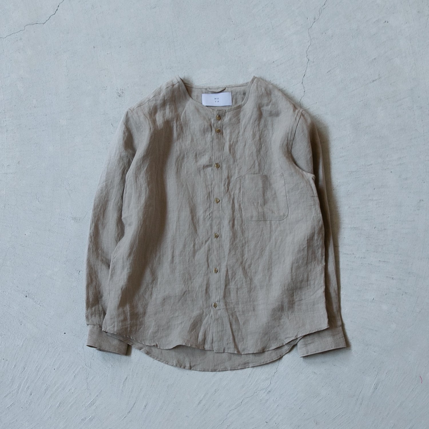 Linen nerd shirtsstand collar/No.2400 - MUYA SHOP