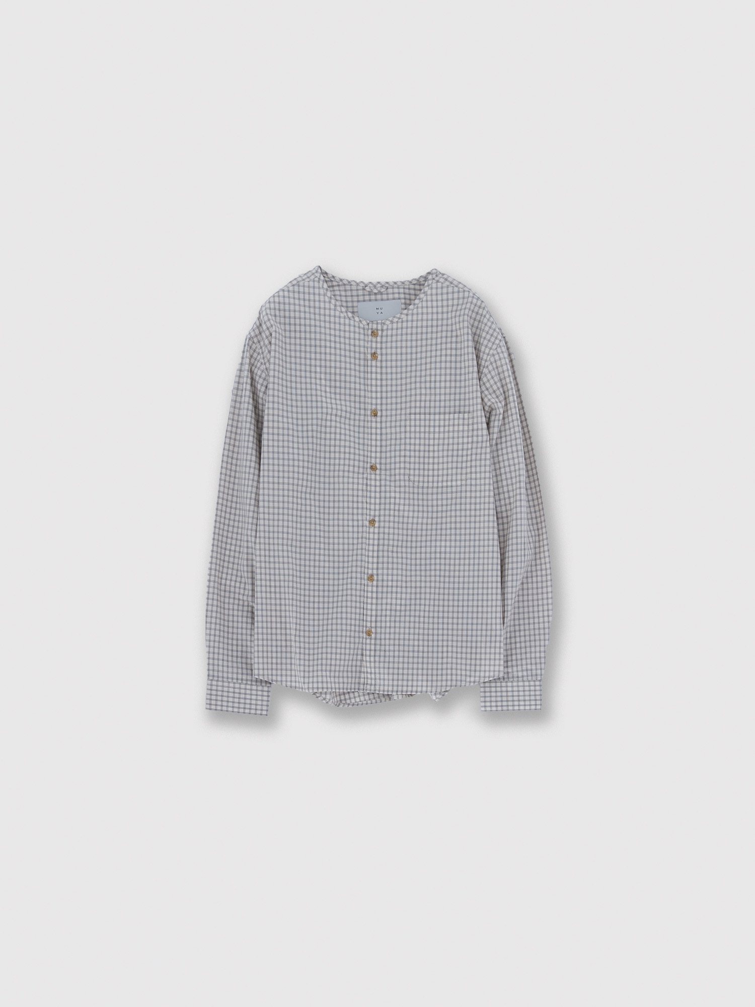 Nerd shirts stand collar<br />/Beige check<br />/No.2466