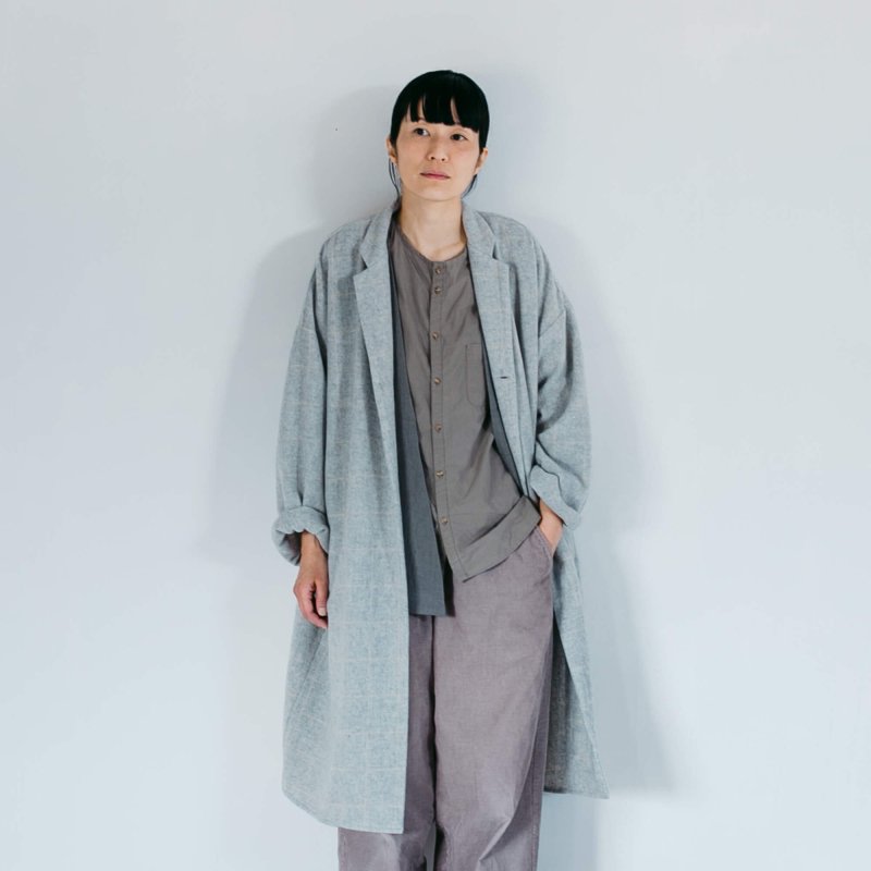 Livery coat tailored collar /Light Gray Check
