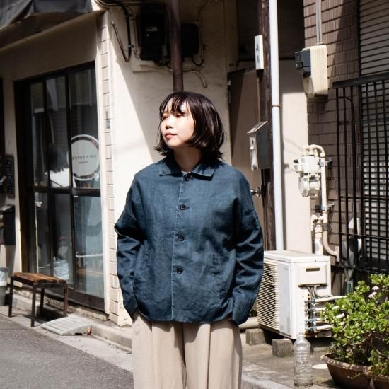 ジャケット・アウター STOF Linen UTAGE Embroi Blouson S NATURAL WASHED LINEN COMBINATION SINGLE JACKET – THE SHOP