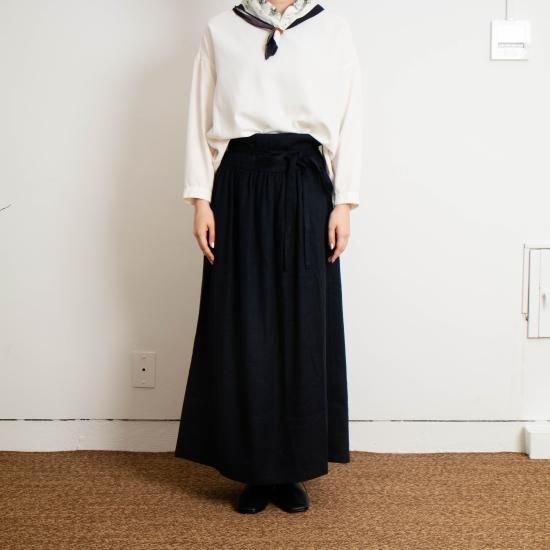 【未使用＊】MITTAN SK-04 綾織り絹麻巻きスカート　ブラック　サイズ1 MITTAN ミッタン「綾織絹麻巻きスカート SK-04」－WEEKENDER SHOP