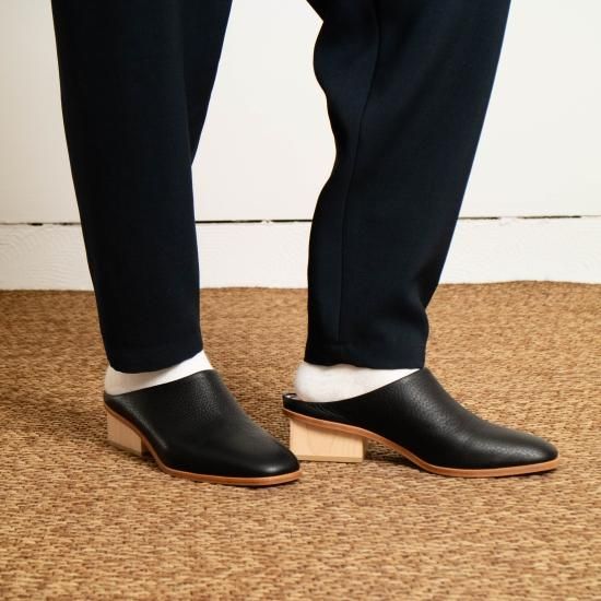 靴 _Fot wood heel mules octagon _fot フォート 「wood heel mules_square □」 - WEEKENDER SHOP