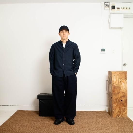 MITTAN 毛綿三重織シャツ サイズ2 黒　ユニセックス SH-112]MITTAN(ミタン/ミッタン)毛綿三重織シャツ | MITTAN