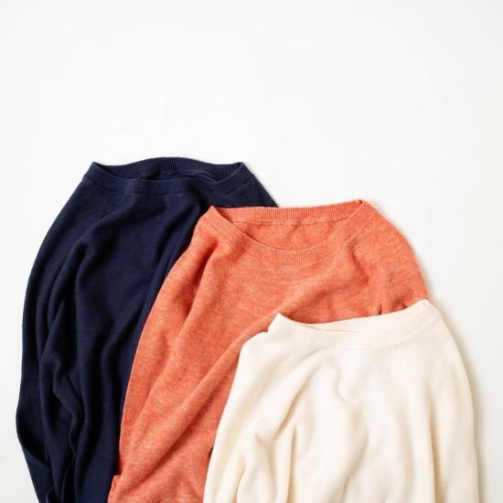 MITTAN　麻絹セーター 橙 Size2 MITTAN ミッタン 「麻絹セーター KN-24」－WEEKENDER SHOP