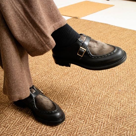 Le Yucca's Hand Mocca Double Monk 40.5 Monk strap flat 55↑