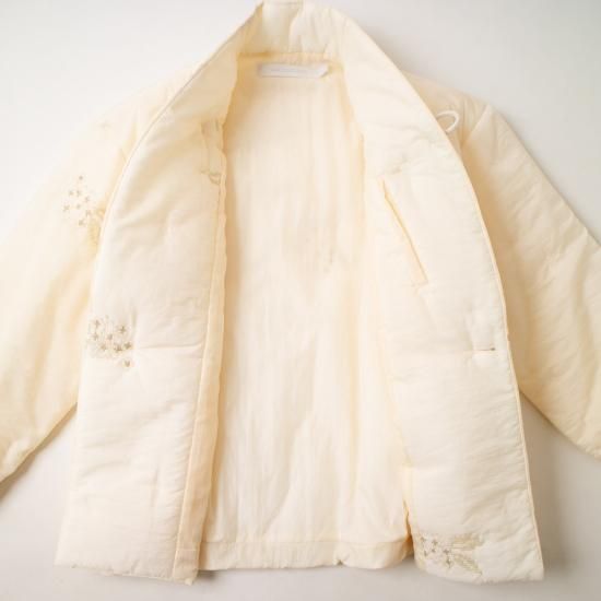 アシードンクラウド　ガウンコート　中綿　刺繍　花柄　ウエストベルト　F ASEEDONCLOUD アシードンクラウド 「Fog collector's blouson