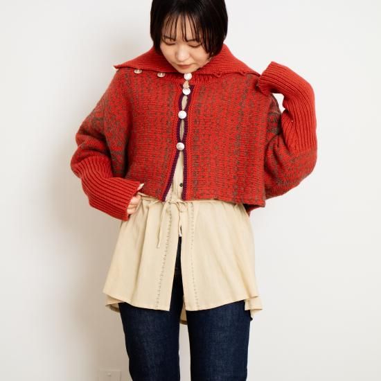 【美品】ジョイスアディッド コットンニット カーディガン JöICEADDED ジョイスアディッド 「Jacquard Pattern Knitted