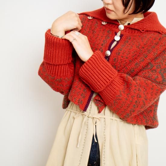 【美品】ジョイスアディッド コットンニット カーディガン JöICEADDED ジョイスアディッド 「Jacquard Pattern Knitted