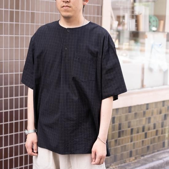 Yoko Sakamoto コットンヘンリーネックシャツ M ブラック YOKO SAKAMOTO ヨーコサカモト 「 HENLEY NECK PULLOVER